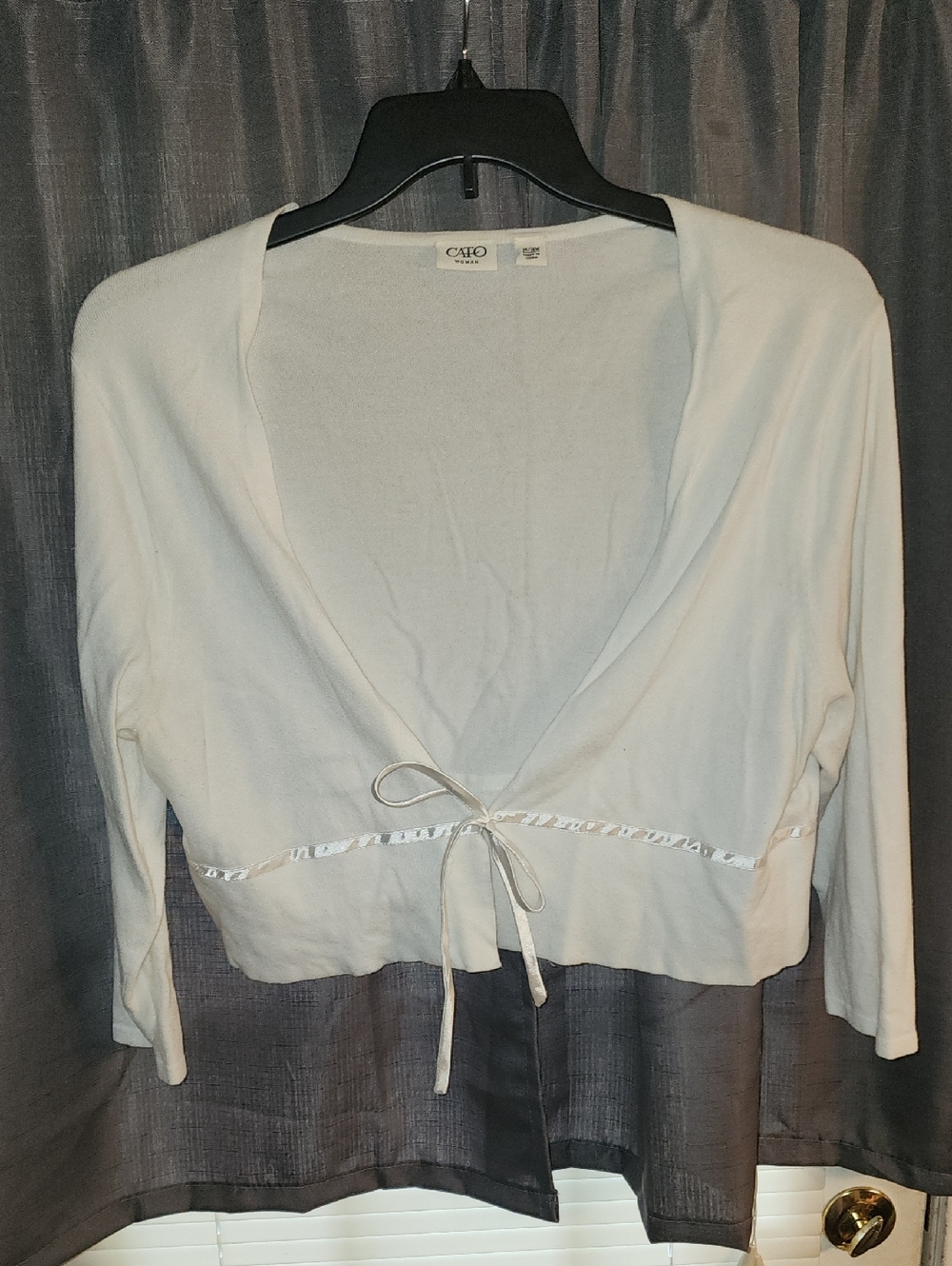 Cato White Cropped Tie-Front Shrug